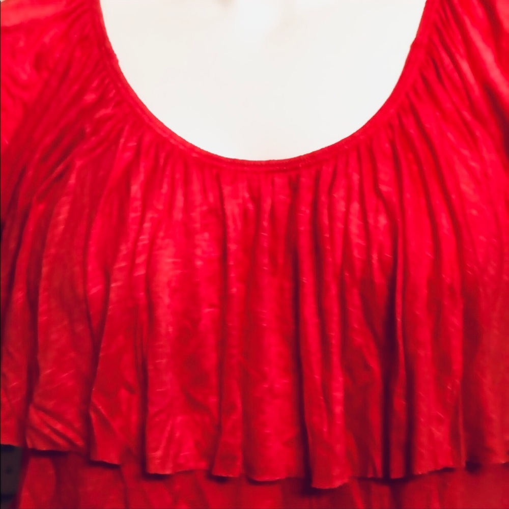 CORAL RUFFLE LAYERED SLEEVELESS TOP BLOUSE NEW L - Picture 4 of 5